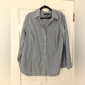 Lauren Ralph Lauren size 2X pinstripe blue and white button down